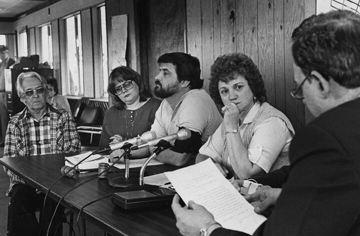 The Times Beach Board of Aldermen vote to disincorporate the town in 1985.